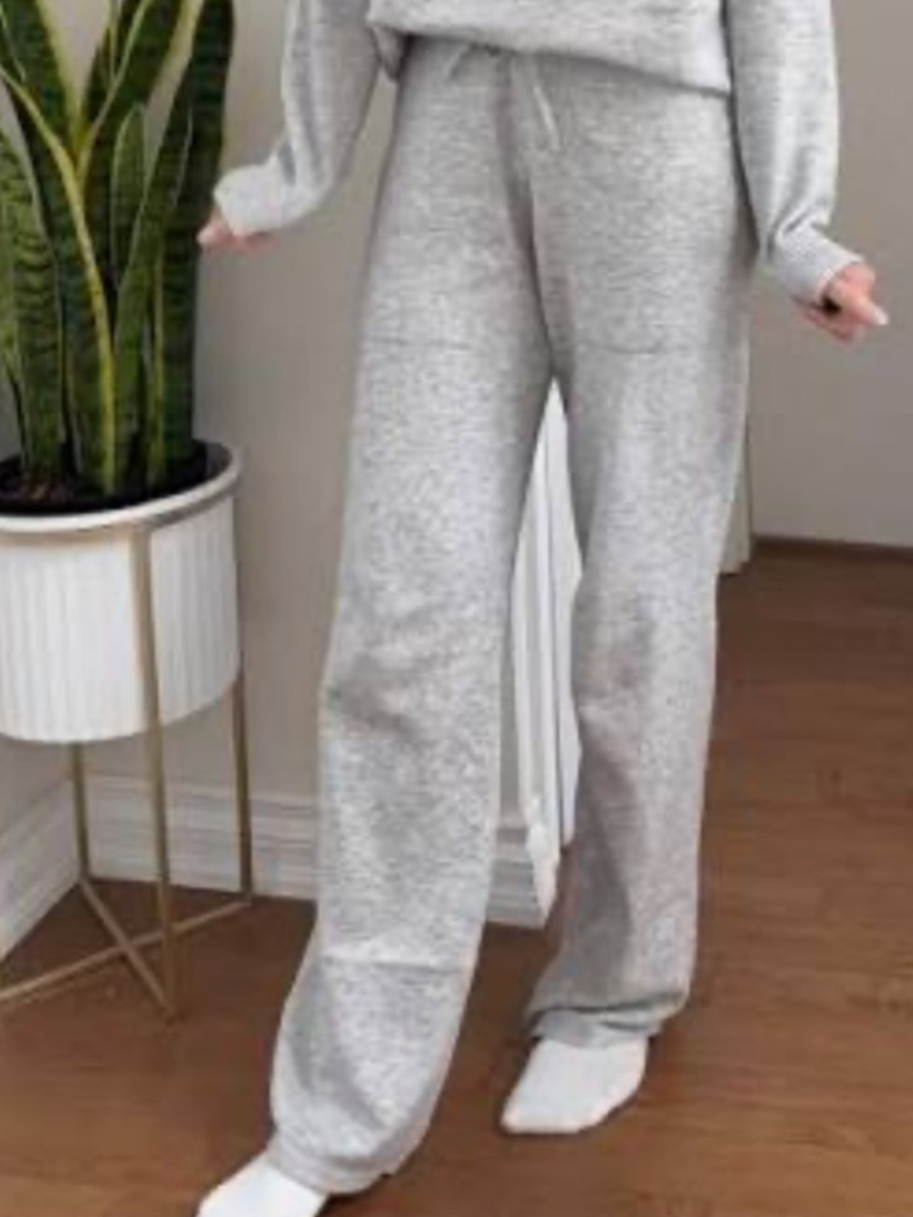 Lazypants Sweater Knit Straight Leg Lounge Pants -Grey / Large